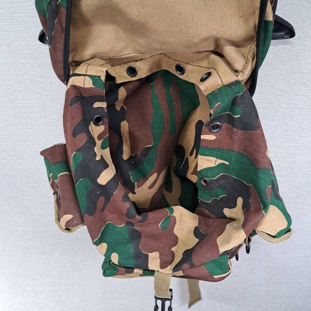 Woodland Camo Canvas Rucksack Backpack Vintage Scout Patch Gorpcore Daypack - Picture 5 of 10